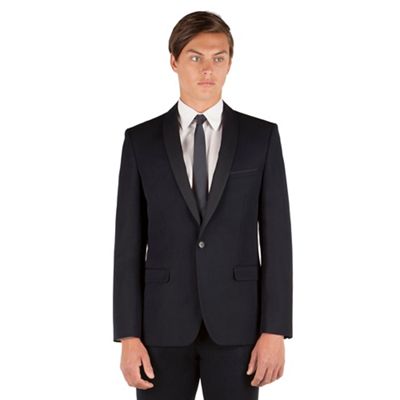 Red Herring Red Herring Navy plain contrast shawl collar slim fit 1 button jacket